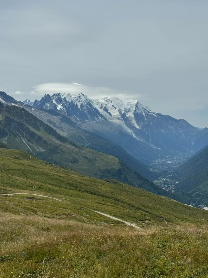 Snow lingering on a high pass early in the season